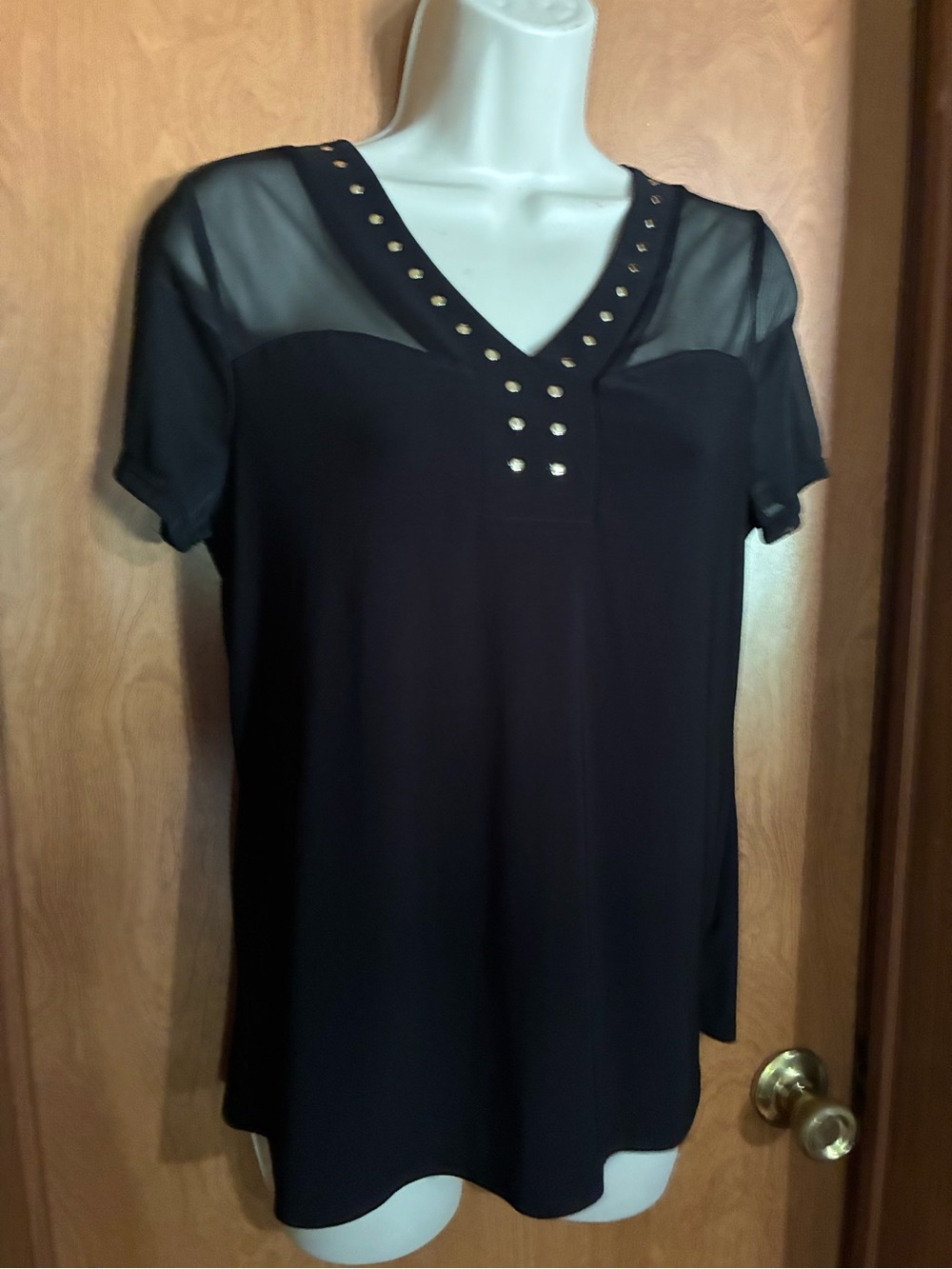 Atelier 29 Sheer Studded Black Top Medium